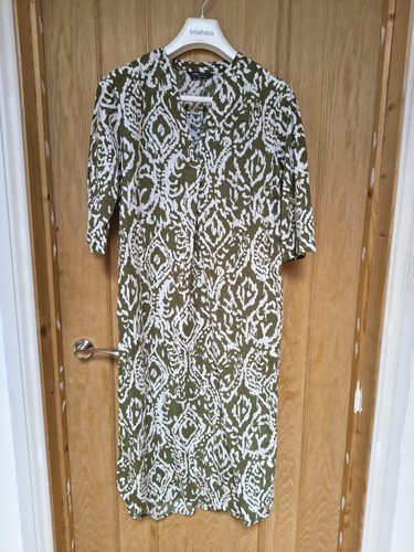 Olive and white linen mix - white,