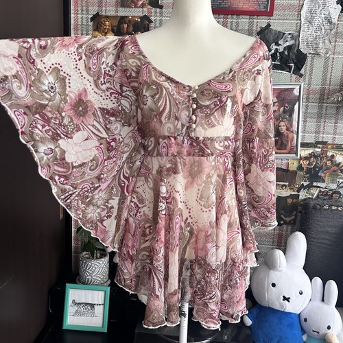Boho paisley sheer tunic top - paisley,